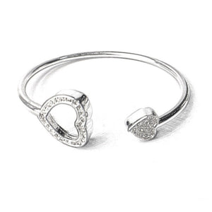 Silver White CZ Pave Hollow Heart Ornament TS Bangles & Bracelets 2018 New Thomas Style Bangles Bracelets Jewelry Gift For Women