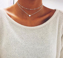 Load image into Gallery viewer, Simple Boho Gold Color Silver heart Bead Multilayer Necklace Chockers For Women Bijou Necklaces Pendants Stratification Chokers