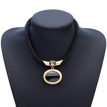 Load image into Gallery viewer, Simple Elegant Black Clavicle Necklace Designs Sweater Chain Large Crystal Pendant Choker Necklaces Women Jewelry Duftgold