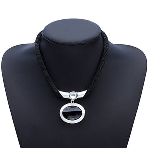 Simple Elegant Black Clavicle Necklace Designs Sweater Chain Large Crystal Pendant Choker Necklaces Women Jewelry Duftgold