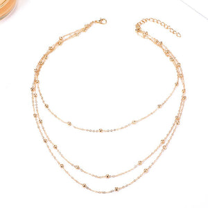 Simple Fashion 3-layers Gold Choker Necklace For Women Geometric Female Chain Necklaces Ladies Multilayer Party Jewelry Gifts