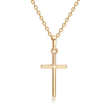 Carica l&#39;immagine nel visualizzatore di Gallery, Collana a catena croce semplice moda per donne uomini signore di lusso gioielli in oro collane con ciondolo crocifisso ornamento cristiano regali 