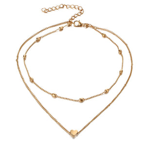 Collana a catena con collo a clavicola multistrato a forma di cuore di pesca con ciondolo clavicola femminile di moda semplice. Ciondolo a forma di cuore 