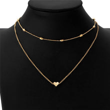 Carica l&#39;immagine nel visualizzatore di Gallery, Collana a catena con collo a clavicola multistrato a forma di cuore di pesca con ciondolo clavicola femminile di moda semplice. Ciondolo a forma di cuore 