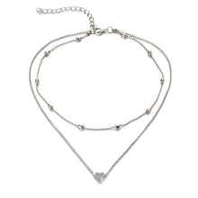 Carica l&#39;immagine nel visualizzatore di Gallery, Collana a catena con collo a clavicola multistrato a forma di cuore di pesca con ciondolo clavicola femminile di moda semplice. Ciondolo a forma di cuore 