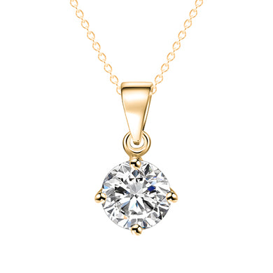 Simple Fashion Jewelry Silver and Gold Color Round Shape CZ Cubic Zirconia Pendant Necklace for Women Wedding Jewelry