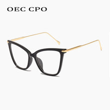 Carica l&#39;immagine nel visualizzatore di Gallery, Simple Retro Cat Eye Clear Glasses Women Brand Man Blue-ray Optical Eyewear Frame nerd optical frames clear Glasses O332
