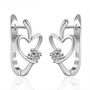 Simple Fashion Style Silver plated heart U stud Earrings Jewellery mens 2014,Wholesale&hot sell, SMTE603