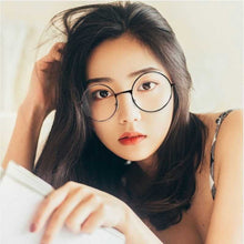 Load image into Gallery viewer, Simple Literary Style Metal Glasses Ladies Glasses Round Retro Glasses Frame Decoration Flat Mirror