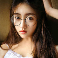Load image into Gallery viewer, Simple Literary Style Metal Glasses Ladies Glasses Round Retro Glasses Frame Decoration Flat Mirror