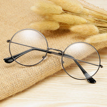 Load image into Gallery viewer, Simple Literary Style Metal Glasses Ladies Glasses Round Retro Glasses Frame Decoration Flat Mirror