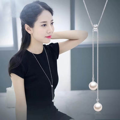 Simple Long Necklace For Women Fashion Simulated Pearl Jewelry Tassel Necklaces & Pendants Bijoux Femme Chain 2018 Gift
