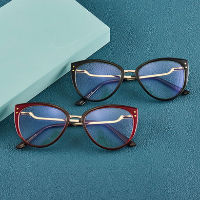 Simple  Cat Eye Optical Eyewear Plastic Frame Glasses For Women Anti Blue Ray Selling