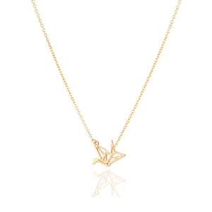 Simple Paper Crane Necklace Women Origami Pigeon Pendant Clavicle Chain Statement Choker Necklaces Happy Future Gift Card