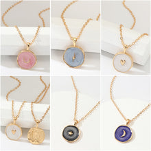 Carica l&#39;immagine nel visualizzatore di Gallery, Simple Stars Moon Necklaces Fashion Europen Alloy Oil Drop Women Long Heart Round Golden Pendant Necklace Jewelry For Girls