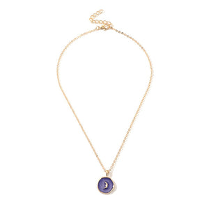 Simple Stars Moon Necklaces Fashion Europen Alloy Oil Drop Women Long Heart Round Golden Pendant Necklace Jewelry For Girls
