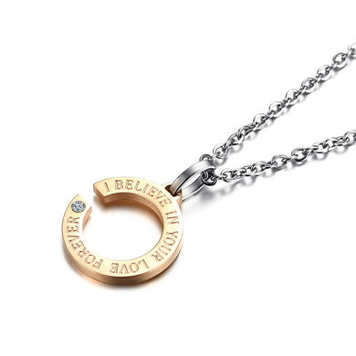 Simple Trendy Lovers Necklace Couple Rhinestone Jewelry Letter Pendants Necklace Birthd Valentine's D Gifts For Men and Wome