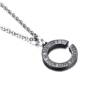Simple Trendy Lovers Necklace Couple Rhinestone Jewelry Letter Pendants Necklace Birthd Valentine's D Gifts For Men and Wome