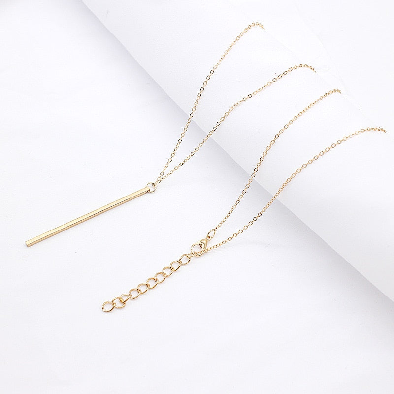 Simple long Stick Pendant Necklaces metal long Chain strip choker collana Kolye Bijoux Collares Mujer gargantilha Collier Femme