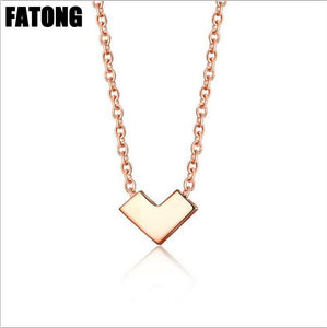 Simple mini rose gold heart-shaped necklace in 925 sterling silver for women and girls. J0214