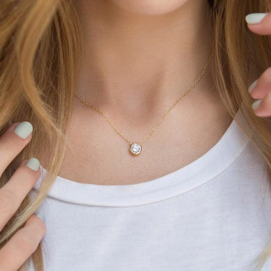 Small Round 1 carat Cubic Zirconia Rose Gold Color Pendant Necklace Hot Jewelry for Women and Girls N388 N453 N454