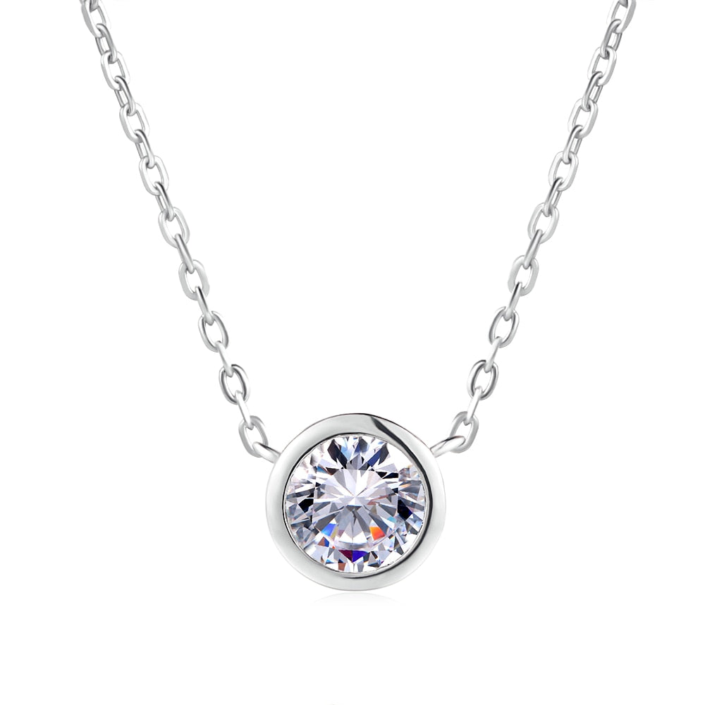 Small Round 1 carat Cubic Zirconia Rose Gold Color Pendant Necklace Hot Jewelry for Women and Girls N388 N453 N454
