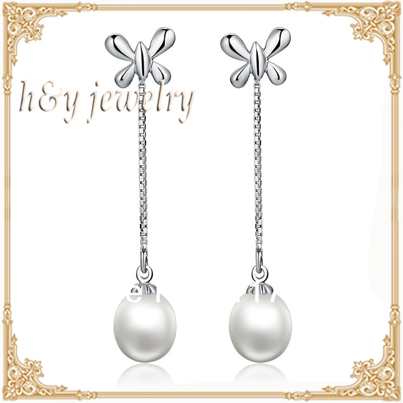 fashion design jewelry 40mm long 925 sterling silver water drop pearls drop Earrings brincos valentine mother'sd gift