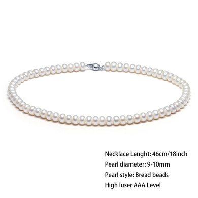 collana con filo di perle naturali per donna madre ragazza perla diametro 9-10 mm lunghezza 18 pollici 
