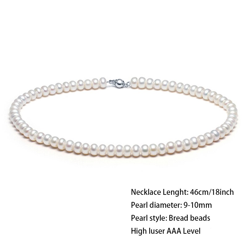 collana con filo di perle naturali per donna madre ragazza perla diametro 9-10 mm lunghezza 18 pollici 