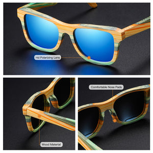 Occhiali da sole in legno di bambù da skateboard polarizzati per donna Occhiali da sole di marca da uomo in legno con protezione UV Lenti S3834