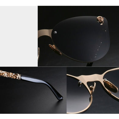 Skull Women Cat Eye Sunglasses Vintage Oversized Rimless Mirror Cateye Eyewear