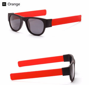 Slap Sunglasses Polarized Women Slappable Bracelet Sun Glasses for Men Wristband Fold Shades Oculos Colorful Mirror