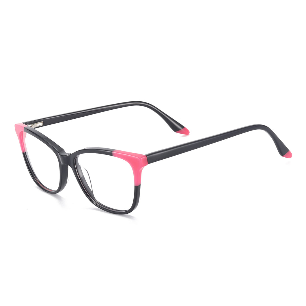 Small Acetate Full Rim Square Colourful Optical Frame With Spring Hinge For Rx Myopia Reading Multifocal Lenses