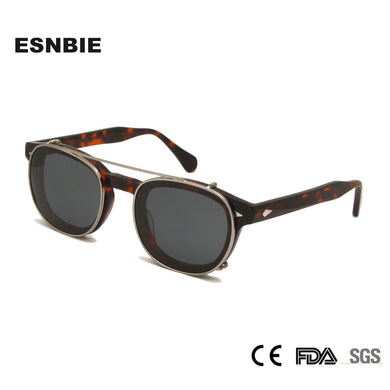 Small Acetate Optical Glasses Frame Round Clip On Sunglasses Men Polarized Uv400  Women Shades Johnny Depp Style