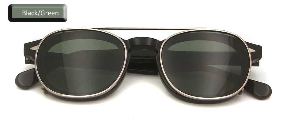 Small Acetate Optical Glasses Frame Round Clip On Sunglasses Men Polarized Uv400  Women Shades Johnny Depp Style