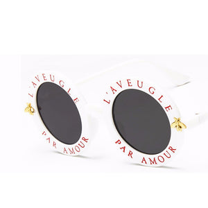 Small Bee  Sunglasses Women/Men Brand Designer Glasses Lady Round Sun Glasses Hip Hop Style Oculos De Sol Gafas