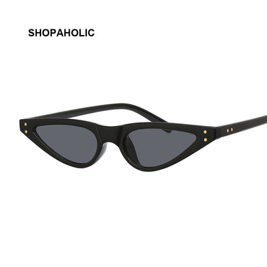 Small Black Sunglasses Cat Eye Women Brand Design Cateye Ladies Frame Retro Skinny Triangle Slim Sun Glasses Female Shades