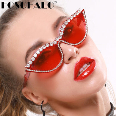 Small Cat Eye Diamond Sunglasses Women Rhinestone Sun Glasses Sexy Pink Black Vintage Eyeglasses Sunglasses Shades UV400