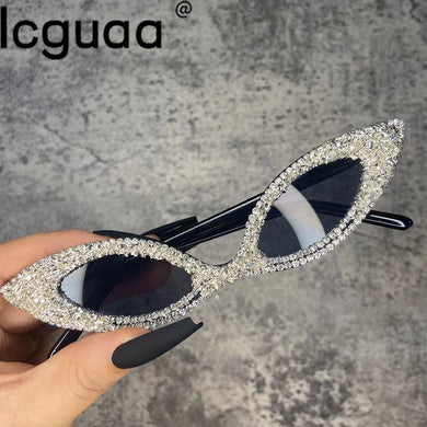 Small Cat Eye Sunglasses Women Crystal Cooling Sunglasses  Rhinestone Cute Sexy Cat's Glasses For Ladies Vintage Shades