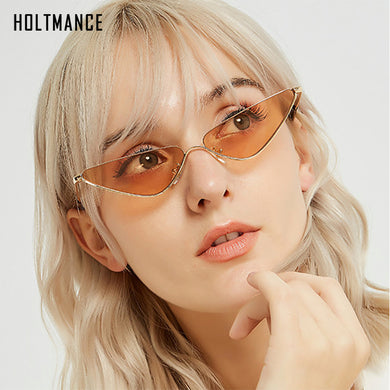Small Cateye Sunglasses Women Men Retro Triangle Brand Designer Vintage Sun Glasses Metal Streetwear Trendy Shades Gafas de Sol