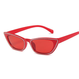 Small Frame Cat Eye Sunglasses Women Designer Retro Sunglasses Ladies Imitation Diamond Sunglasses UV400 Óculos de sol femininos
