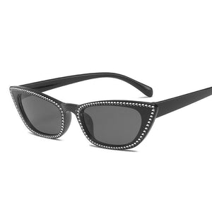 Small Frame Cat Eye Sunglasses Women Designer Retro Sunglasses Ladies Imitation Diamond Sunglasses UV400 Óculos de sol femininos