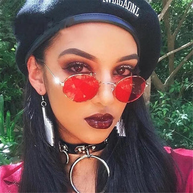 Small Frame Oval Sunglasses Gold Silver Frame Steampunk Vintage Festival Sun Glasses UV 400 Gradient Mirror Glasses Fashion