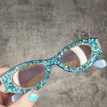 Load image into Gallery viewer, Small Handmade Blingbling Beautiful Round Sunglasses Women Rhinestone Ladies Vintage Bling Glasses Women Trendy Shades Oculos