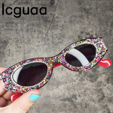 Small Handmade Blingbling Beautiful Round Sunglasses Women Rhinestone Ladies Vintage Bling Glasses Women Trendy Shades Oculos