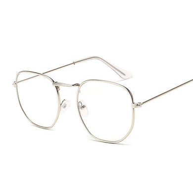 Small Hexagon Alloy Gold Frame Glasses 2023 Classic Retro Optics Eyeglasses Transparent Clear Lens Women Men Espectacles Female