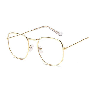 Small Hexagon Alloy Gold Frame Glasses 2023 Classic Retro Optics Eyeglasses Transparent Clear Lens Women Men Espectacles Female
