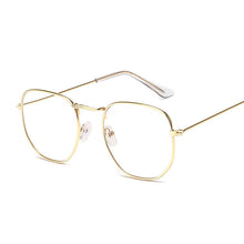 Carica l&#39;immagine nel visualizzatore di Gallery, Small Hexagon Alloy Gold Frame Glasses Classic Retro Optics Eyeglasses Transparent Clear Lens Women Men Espectacles Female