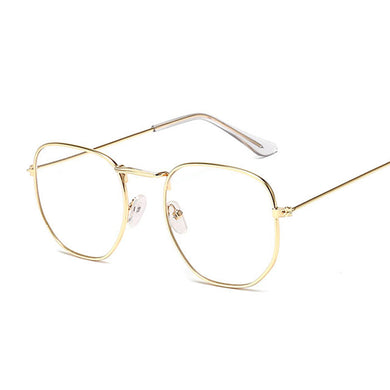Small Hexagon Alloy Gold Frame Glasses Classic Retro Optics Eyeglasses Transparent Clear Lens Women Men Espectacles Female
