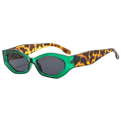 Small Irregular Oval Sunglasses Women Brand Designer Sun Glasses Female Vintage Green Leopard Shades Oculos De Sol